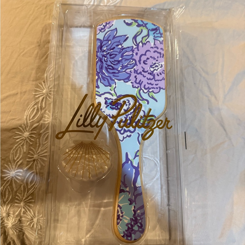 Lilly Pulitzer Purple and Blue Floral Paddle Brush